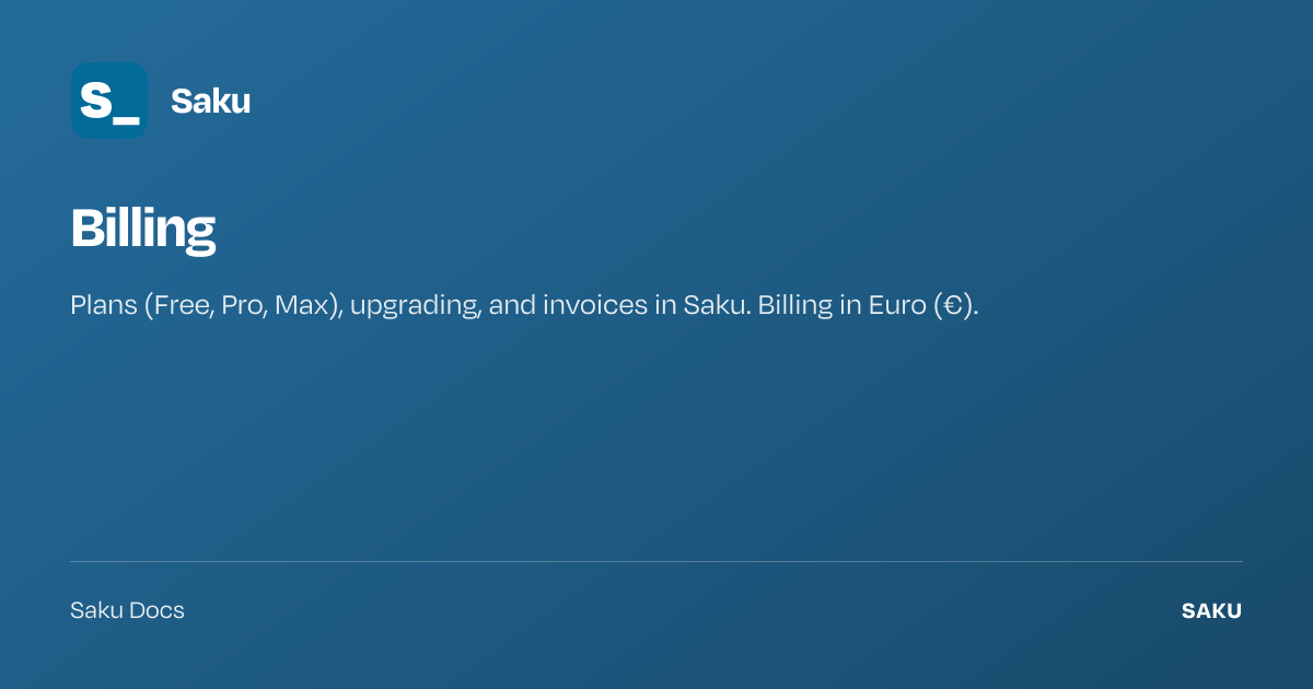 Billing · Saku Docs